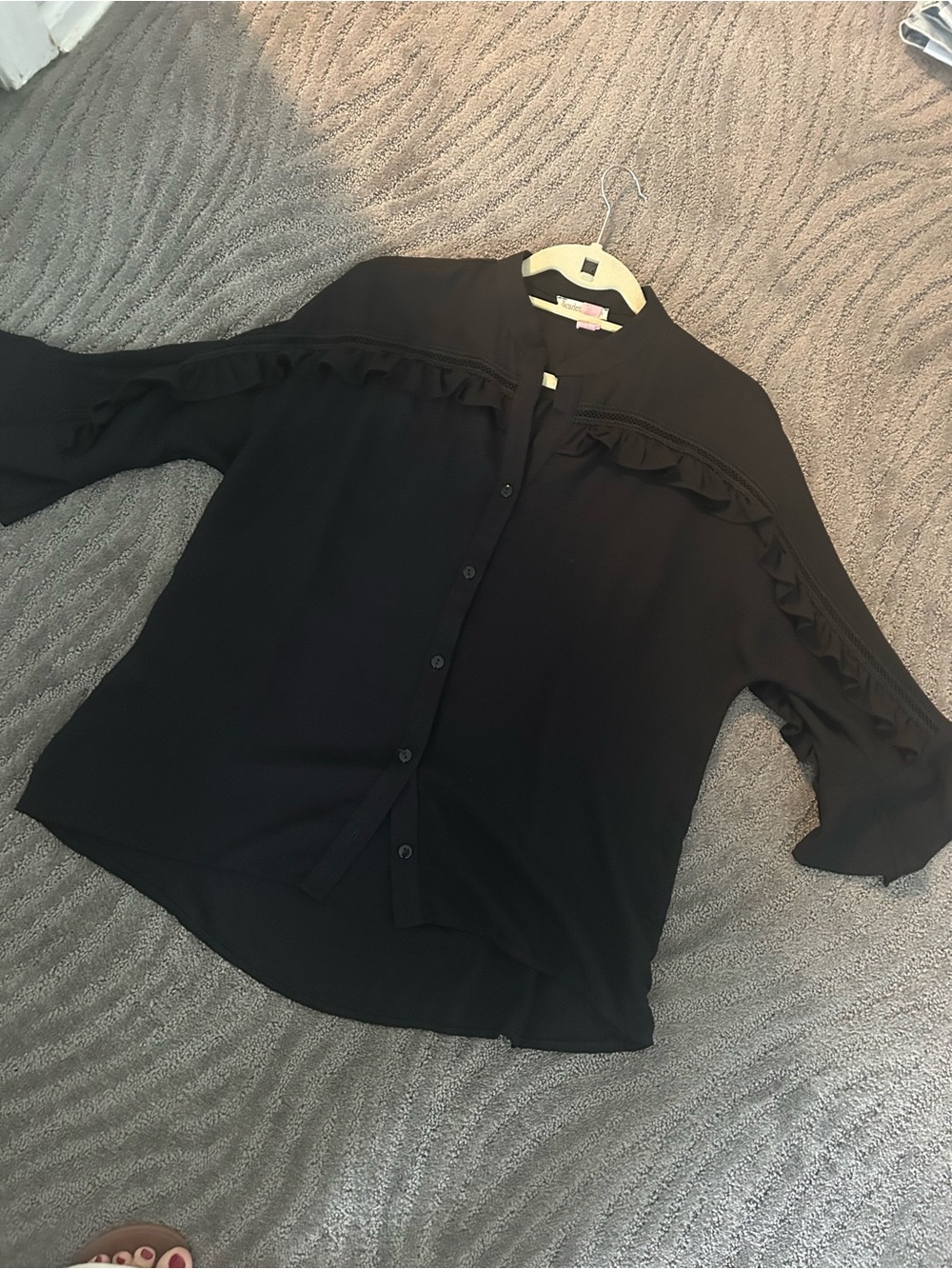 Black Ruffled Blouse - Picture 1 of 5